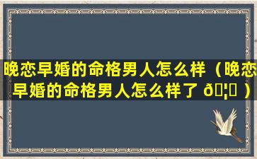 晚恋早婚的命格男人怎么样（晚恋早婚的命格男人怎么样了 🦊 ）